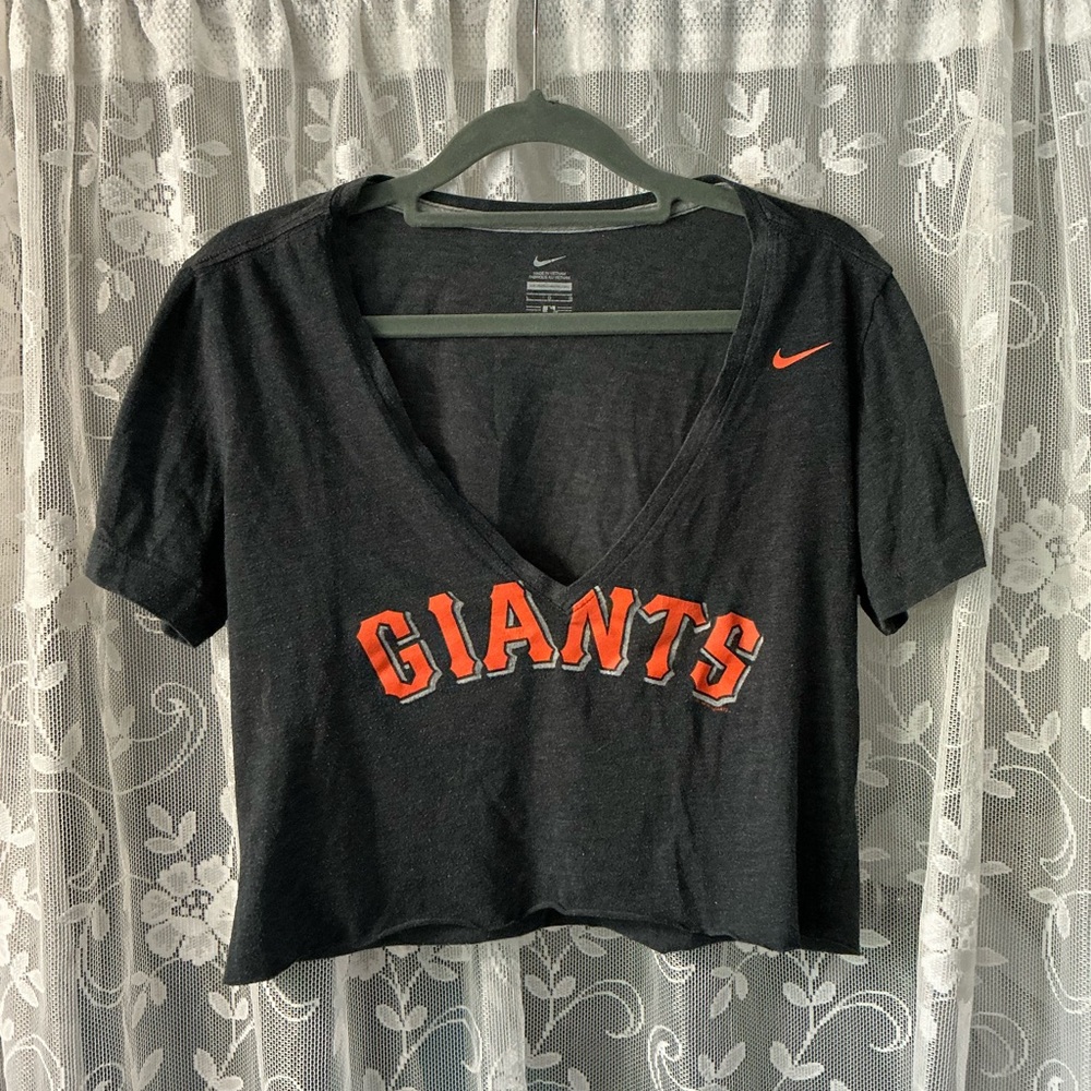Nike Black and Orange Giants Tee womens crop size large